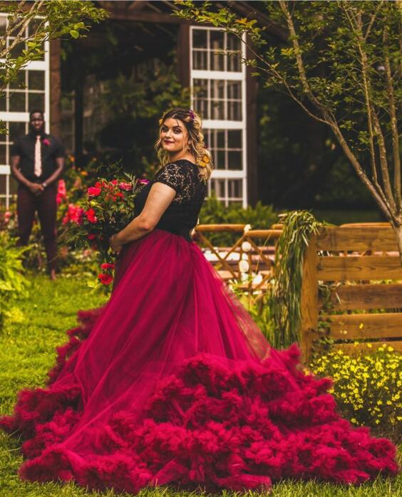 Burgundy ruffle clearance skirt