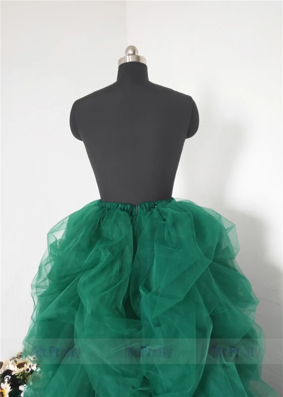 Purple/Green Ruffle Long Train Wedding Skirt