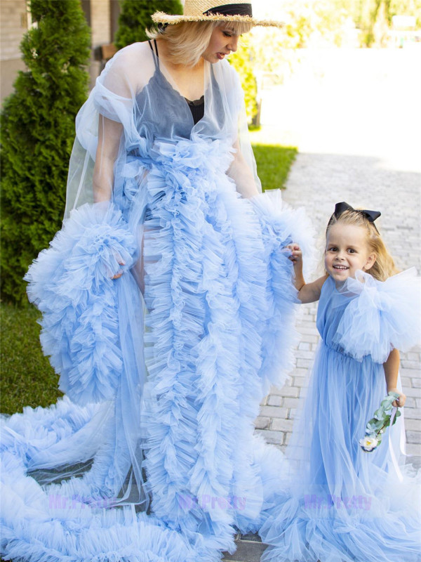 Iilac Tulle Mother and Kids Dress