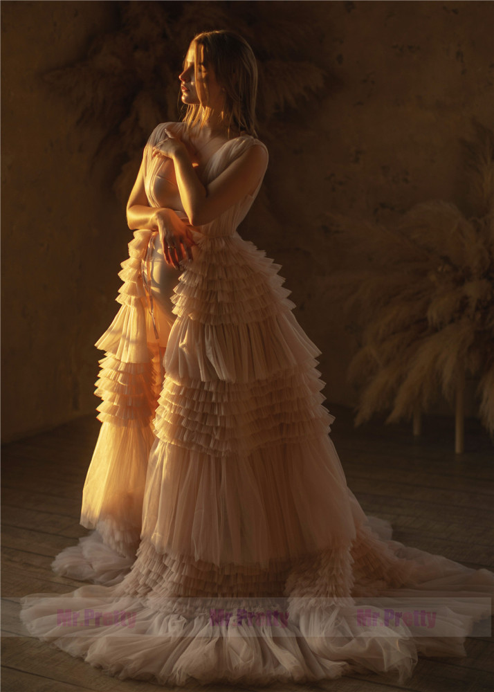 Mauve Open Front Maternity Dress