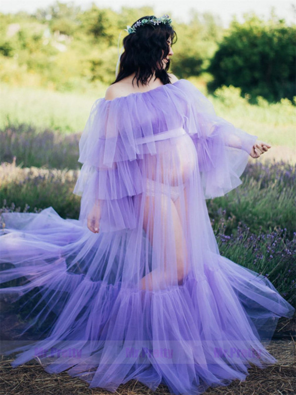 Mint/Purple Tulle Maternity Dress