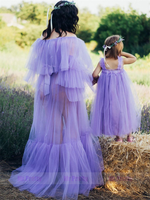 Mint/Purple Tulle Maternity Dress