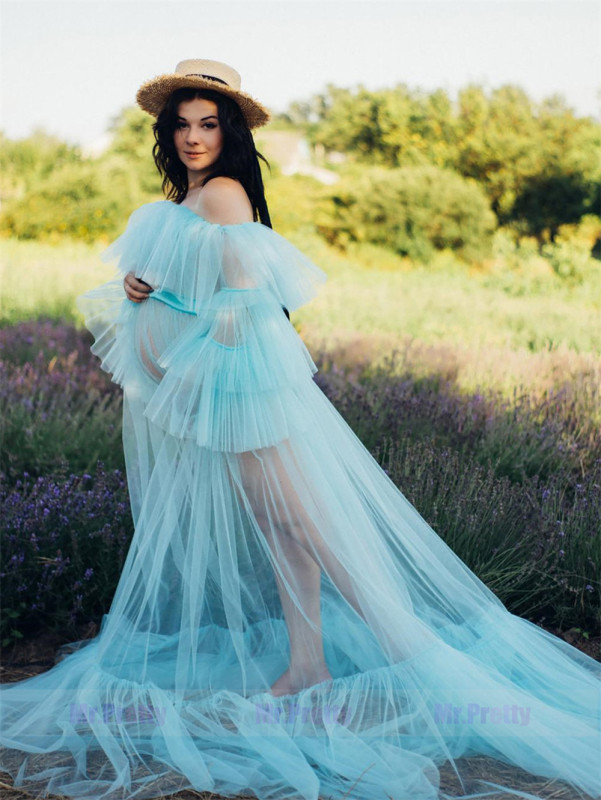 Mint/Purple Tulle Maternity Dress