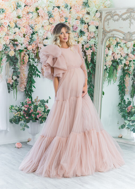 Ruffle Sleeve  Maternity Dress Sexy Photoshoot Dress