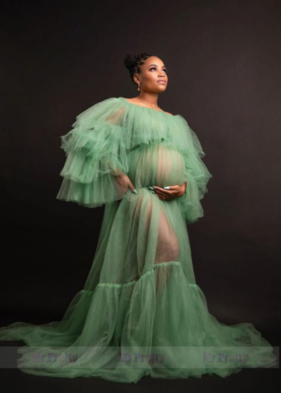 Ruffle Tulle Maternity Dress Sexy Photoshoot Dress