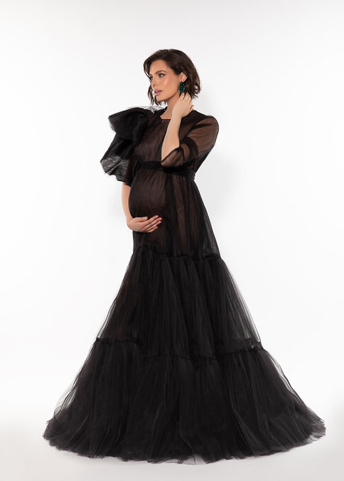 Ruffle Sleeve  Maternity Dress Sexy Photoshoot Dress