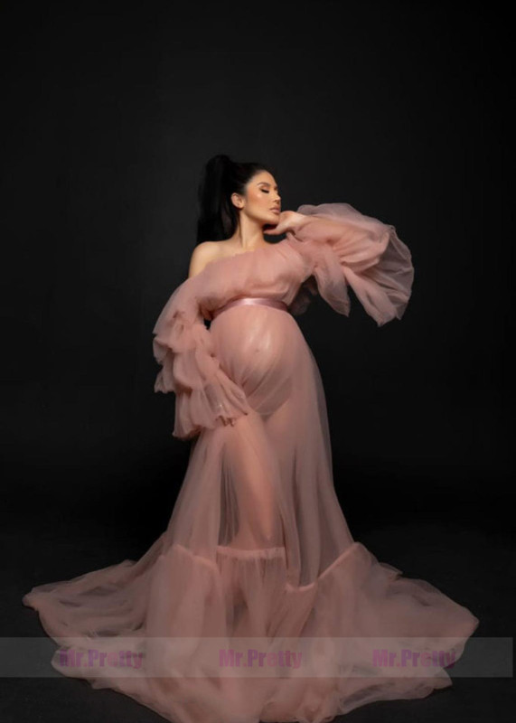 Ruffle Tulle Maternity Dress Sexy Photoshoot Dress