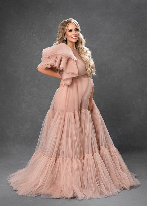 Ruffle Sleeve Maternity Dress Sexy Photoshoot Dress