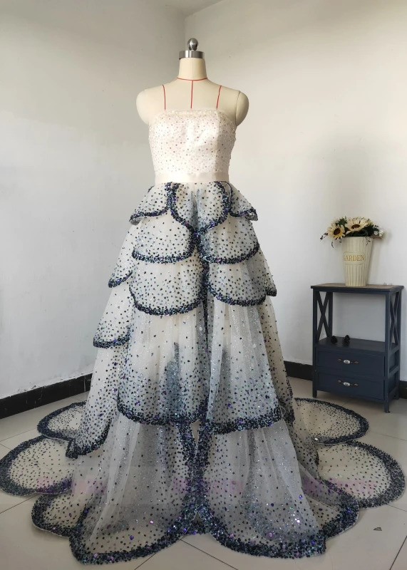 Luxury Handmade Vintage Beaded Sequin  Prom Dress