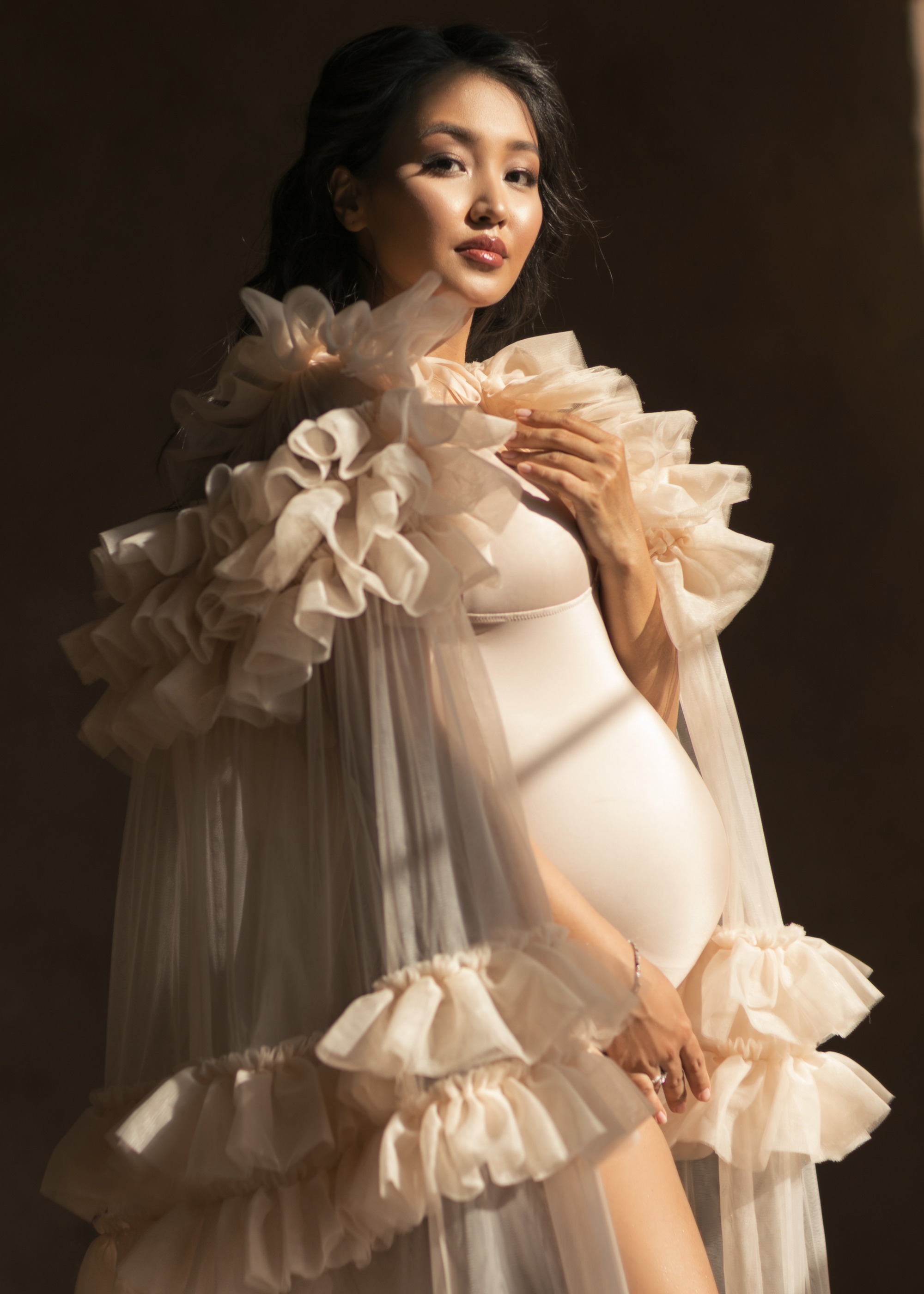 Champgane Tulle  Maternity Dress Sexy Photoshoot Dress