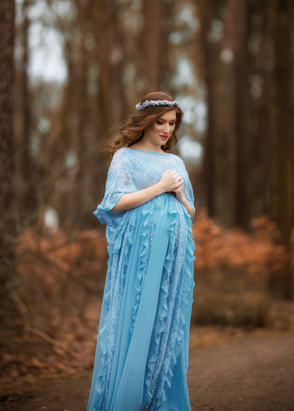Blue  Maternity Dress Sexy Photoshoot Dress
