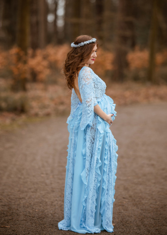 Blue  Maternity Dress Sexy Photoshoot Dress