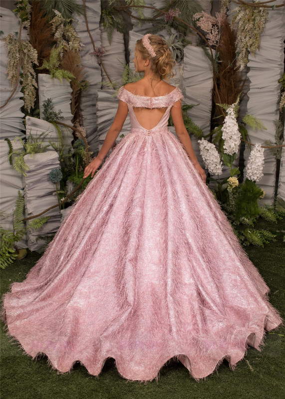 Luxury Pink Tulle Girls Pageant Dress