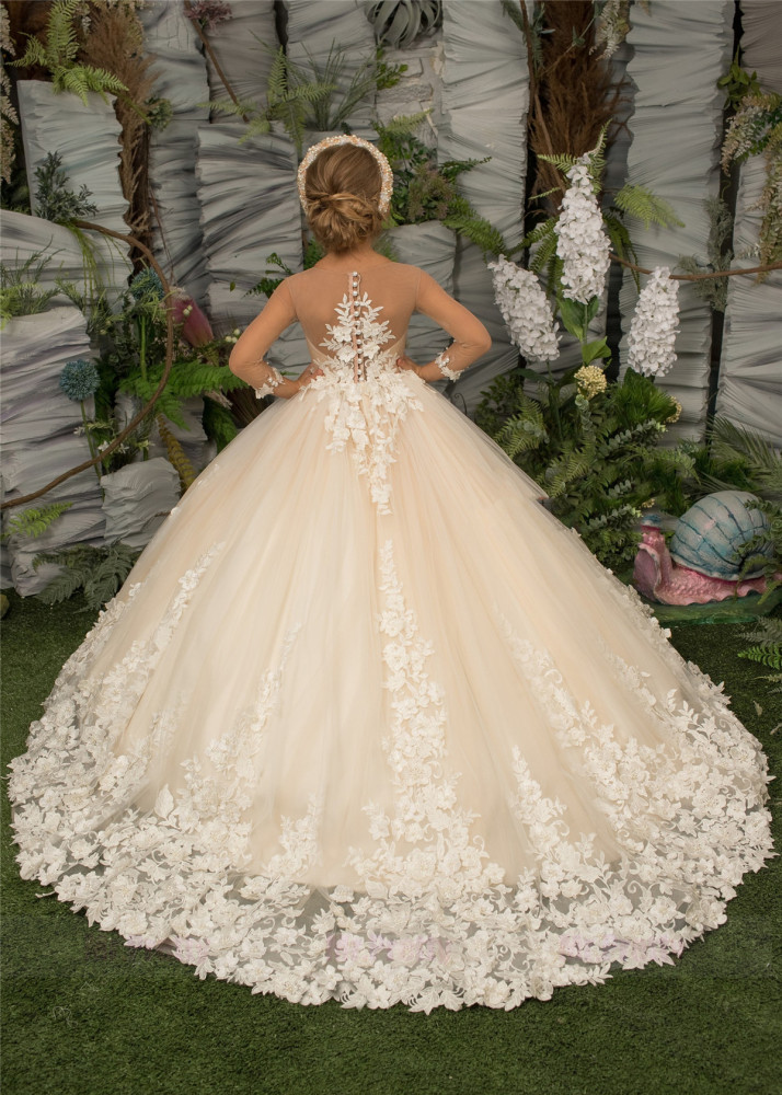 Luxury Light Champagne Girls Pageant Dress Party Dress