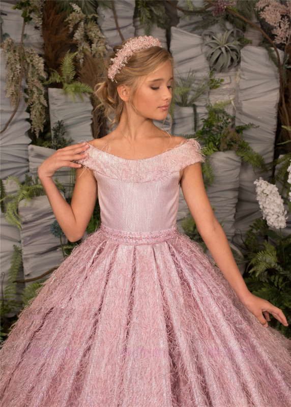 Luxury Pink Tulle Girls Pageant Dress