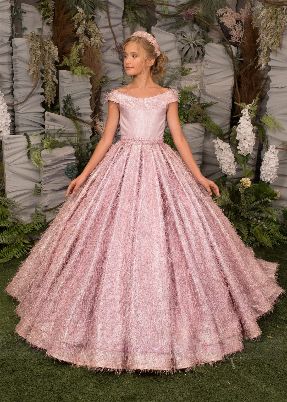Luxury Pink Tulle Girls Pageant Dress