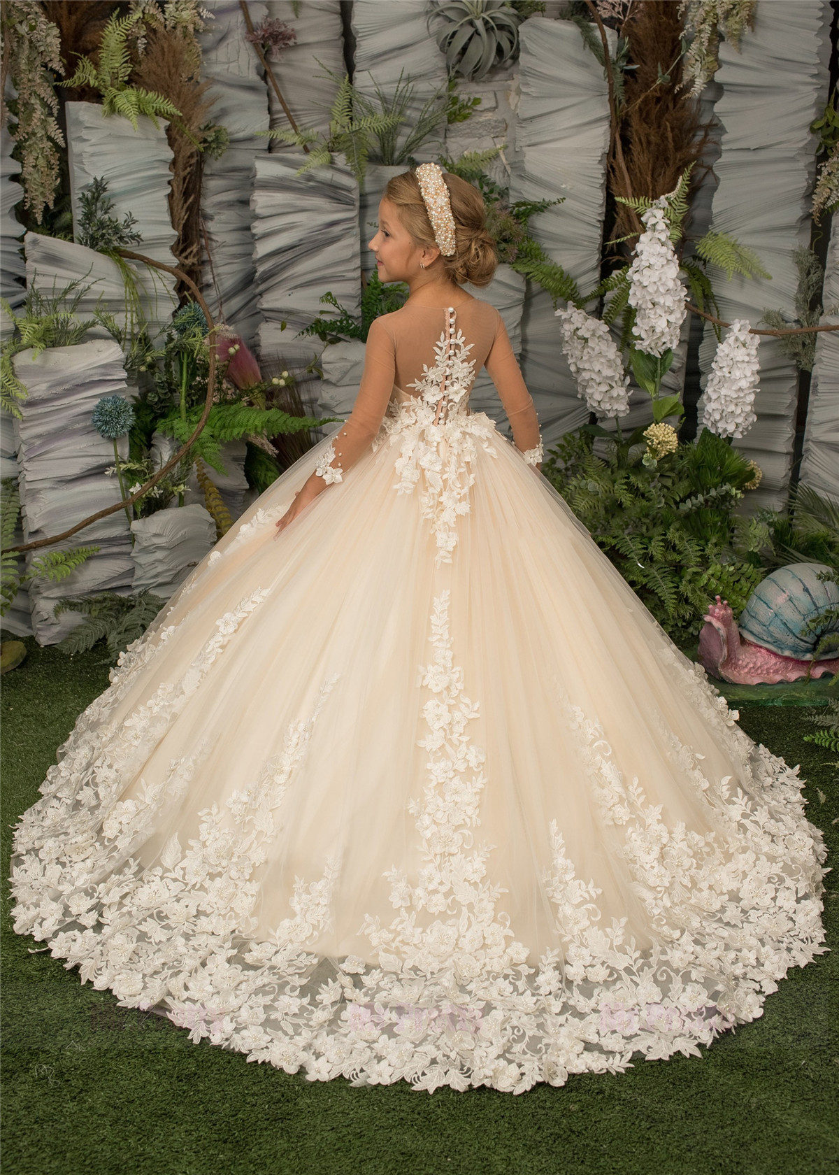 Luxury Light Champagne Girls Pageant Dress Party Dress