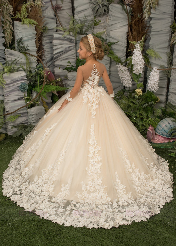 Luxury Light Champagne Girls Pageant Dress Party Dress