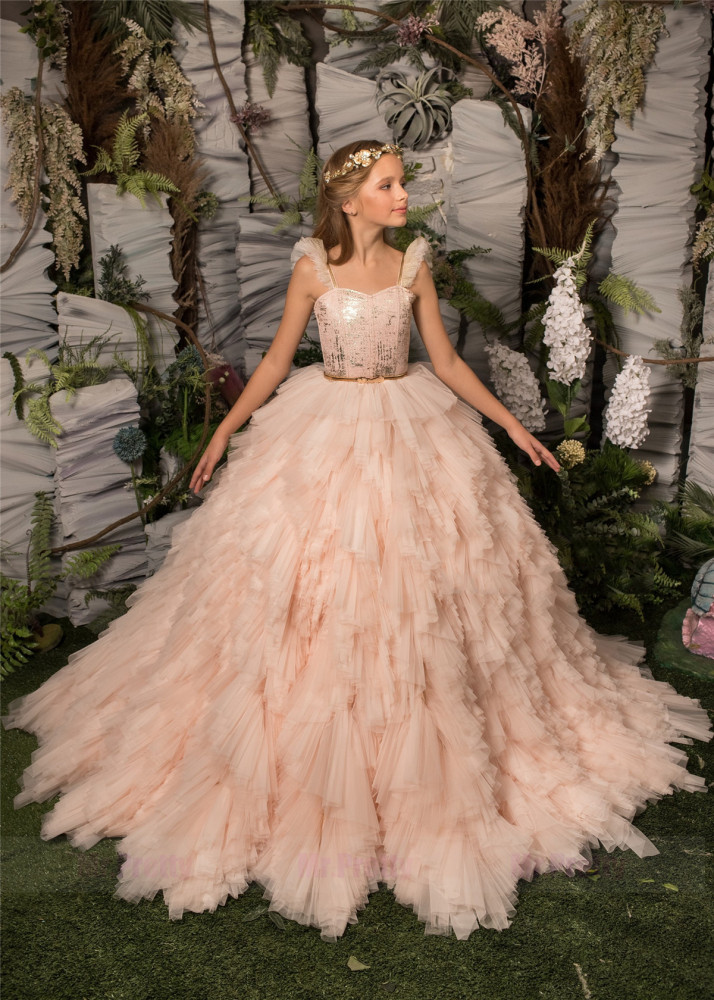 Blush Pink  Luxury Girls Pageant Dress