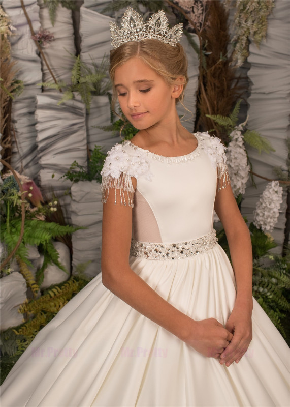 Ivory Luxury Girls Pageant Dress Communion Dress