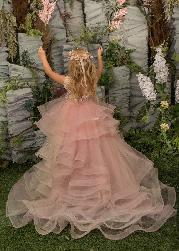 Pink Luxury Girls Pageant Dress