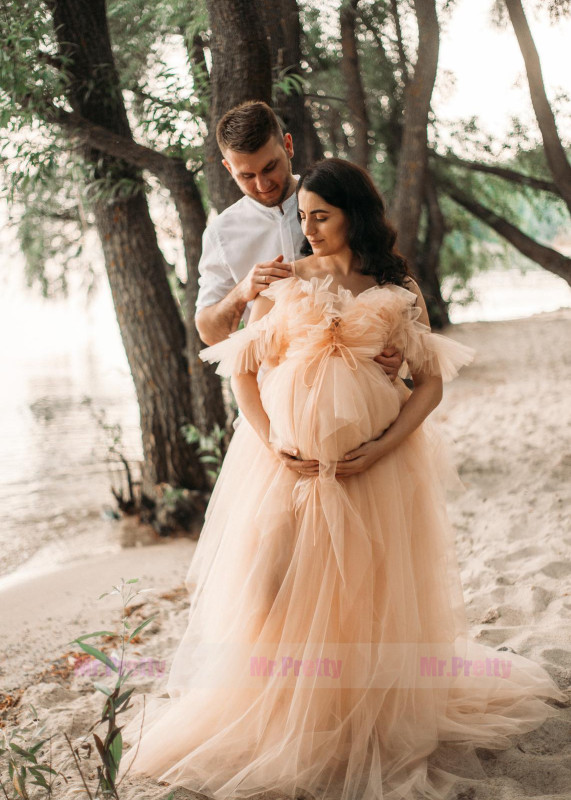 Champagne Mother and Kids Dress Maternity Dress