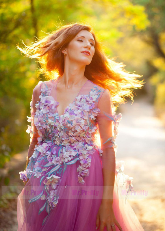 Hot Pink Lace Maternity Dress Sexy Photoshoot Dress