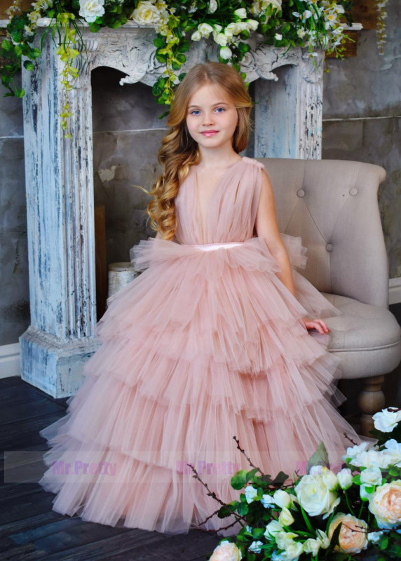 Blush Pink  Tulle Mother and Kids Dress