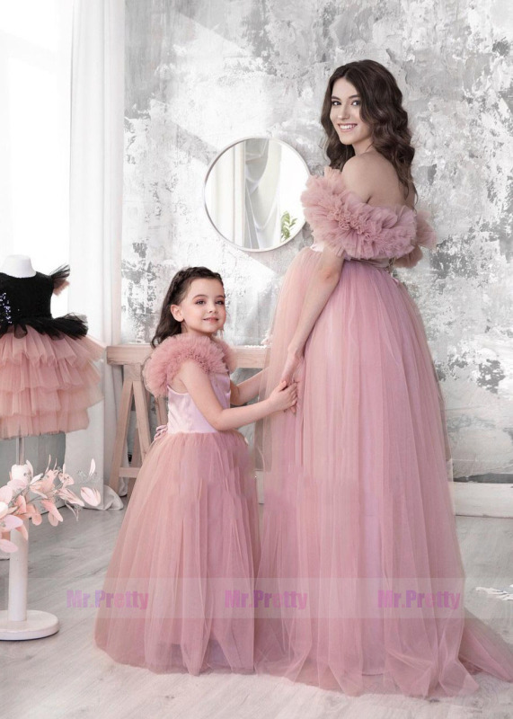 Dusty Pink  Mother and Kids Dress Maternity Dress