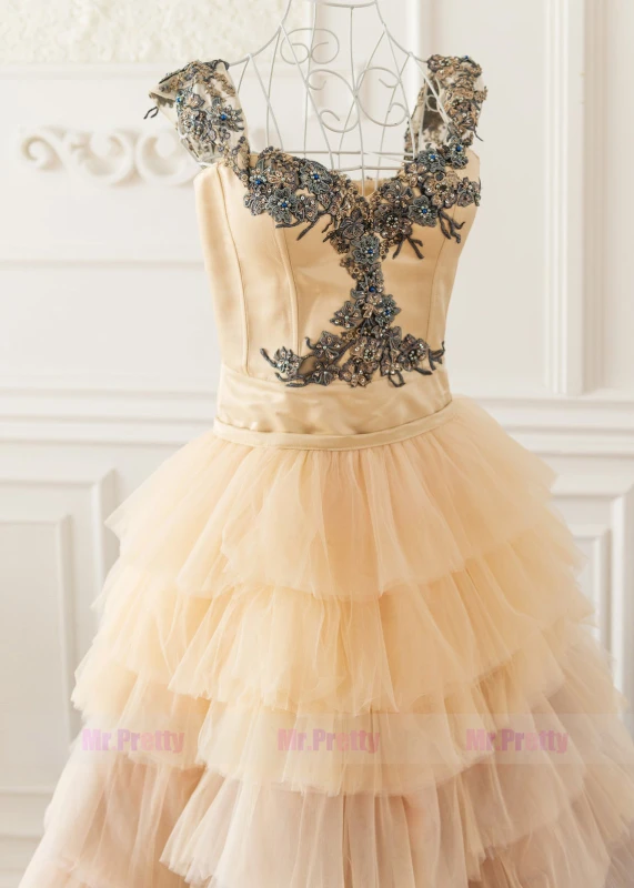 Colorful Short Train Skirt Wedding Dress