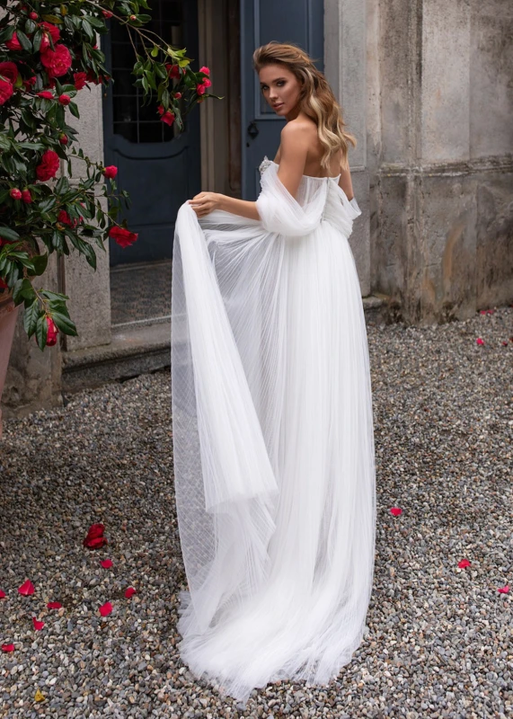 Ivory Tulle Beaded Popular Wedding Dress