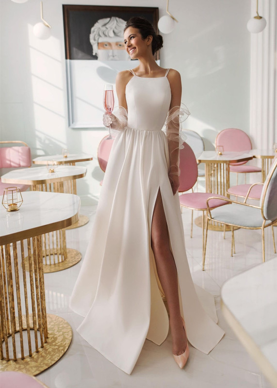 Ivory Satin Luxury Wedding Dress