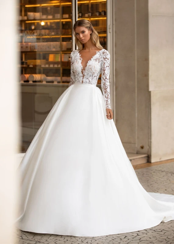 Sexy Lace Satin Wedding Gown