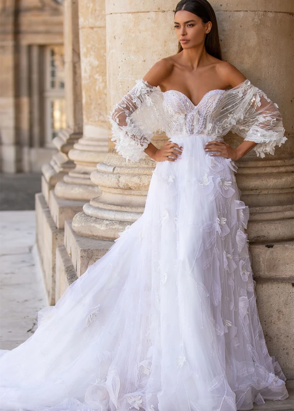 White  Lace Tulle Mermaid Sexy Wedding Dress
