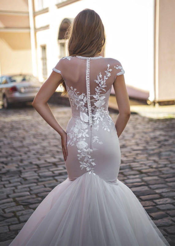 Ivory Lace Tulle Mermaid Sexy Wedding  Dress