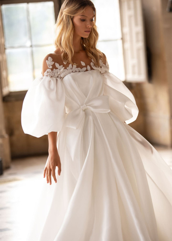 Ivory Silk Satin Luxury Wedding Dress