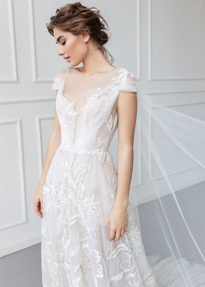 Ivory Lace Tulle Sexy Wedding  Dress
