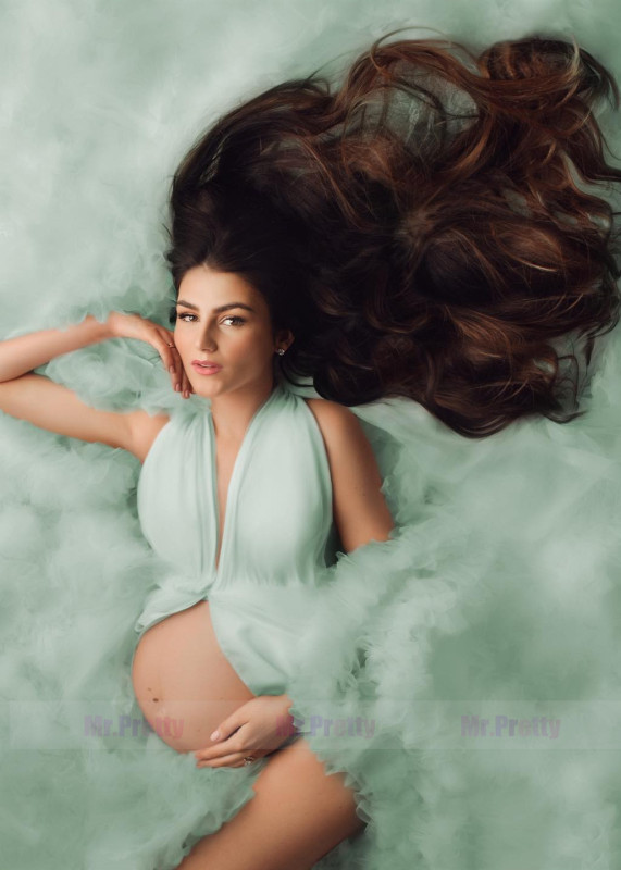 Ruffled Tulle Maternity Dress Pregnancy Cloud Dress