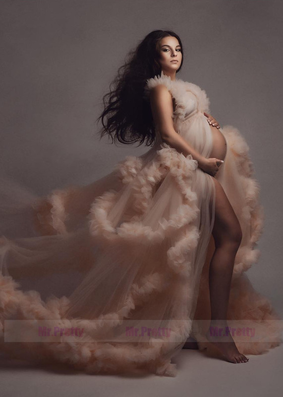 Ruffled Tulle Cloud Luxury Maternity Dress