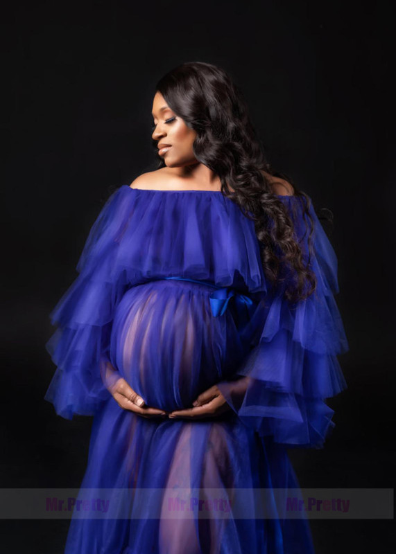Stunning Tulle Ruffled Maternity Dress
