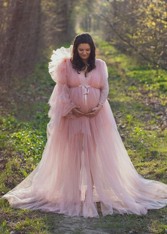 Enchanted Tulle Ruffled Maternity Dress
