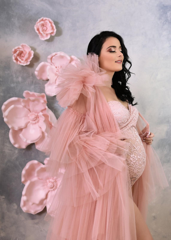 Enchanted Tulle Ruffled Maternity Dress