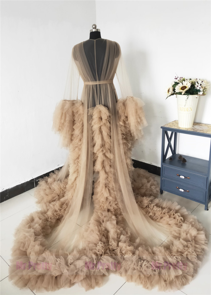 Front Open Tulle Maternity Dress Photoshoot Dress