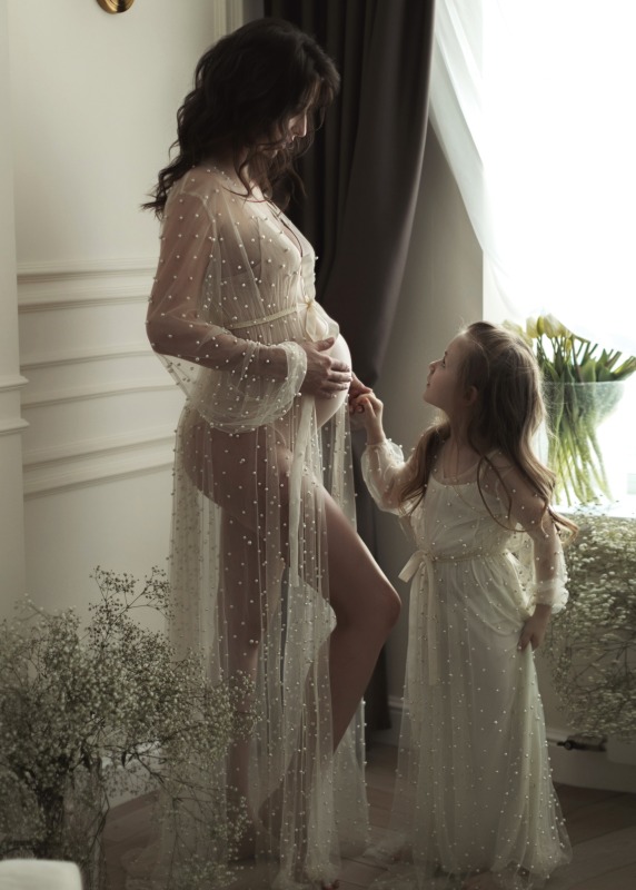 Ivory Pearl Mother and Kids Dress Maternity Dress