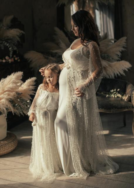 Ivory Pearl Mother and Kids Dress Maternity Dress