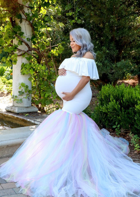 Colorful Tulle Mermaid Maternity Dress