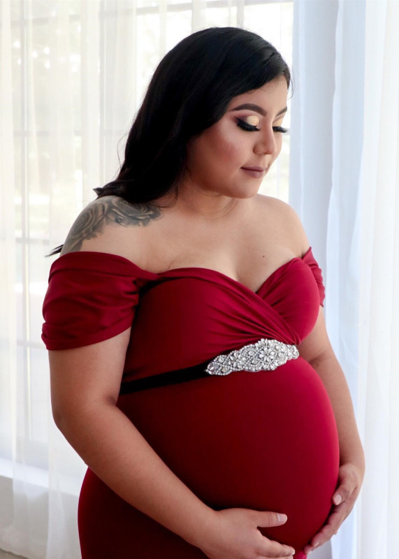 Burgundy Tulle Maternity Dress Photoshoot Dress