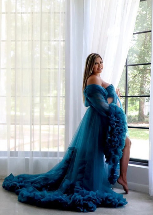 Tulle Ruffled Fashion Maternity Dress