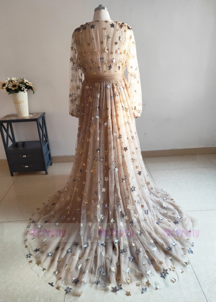 Tan Star Maternity Robes Photo Shot Dresses