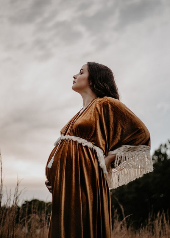 Velvet Bohemian Maternity Dress for Photoshoot